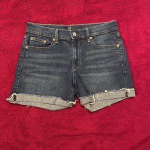 GAP mid-waisted dark denim jean shorts. Size 4/27.